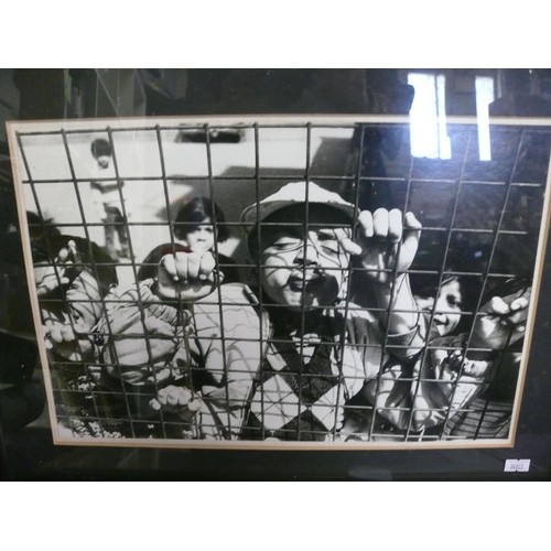 169 - FRAMED AND GLAZED PRINT 'WHOSE GOT THE BALLS' PLUS ONE OTHER