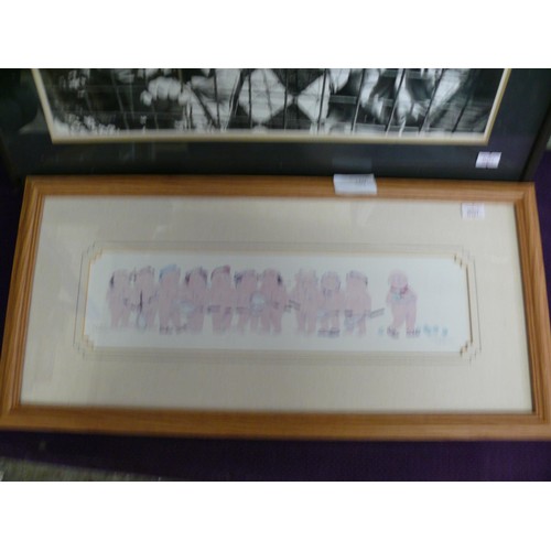 169 - FRAMED AND GLAZED PRINT 'WHOSE GOT THE BALLS' PLUS ONE OTHER