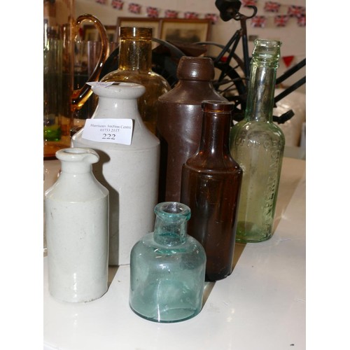 174 - COLLECTION OF VINTAGE GLASS AND STONEWARE BOTTLES