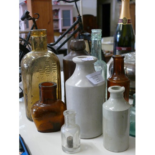 174 - COLLECTION OF VINTAGE GLASS AND STONEWARE BOTTLES