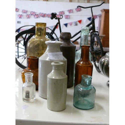 174 - COLLECTION OF VINTAGE GLASS AND STONEWARE BOTTLES