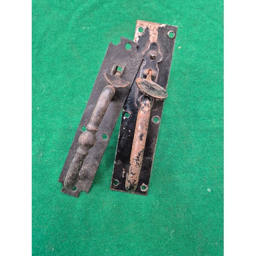 221 - Lot of wrought and cast iron hardware, including door latches, sash window stays, hooks etc.