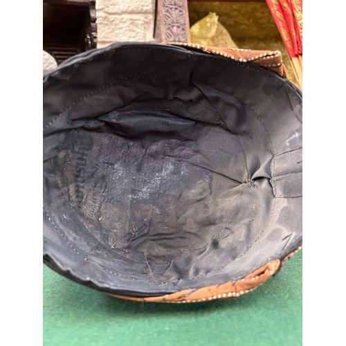 222 - 3 traditional Javanese Blangkon batik fabric hats & 3 further South East Asian hats in red & yellow ... 