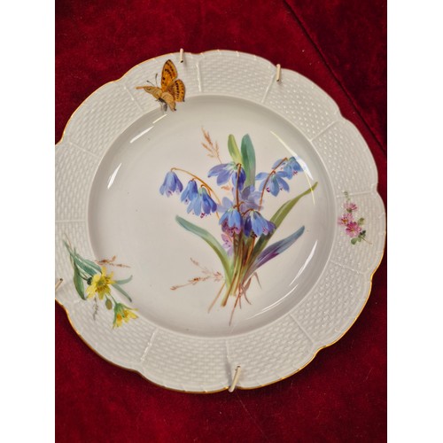 227 - Lot of hand painted floral porcelain/china. Including Meissen plate with crossed sword mark, Royal W... 