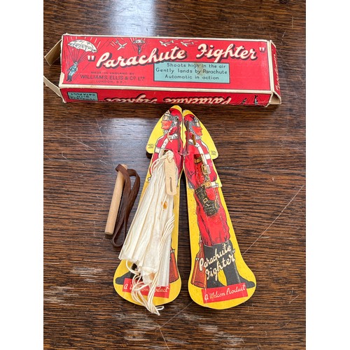 233 - Vintage Parachute Fighter toy in the original box - Shoots high in the air and gently lands by parac... 