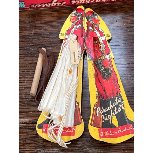 233 - Vintage Parachute Fighter toy in the original box - Shoots high in the air and gently lands by parac... 