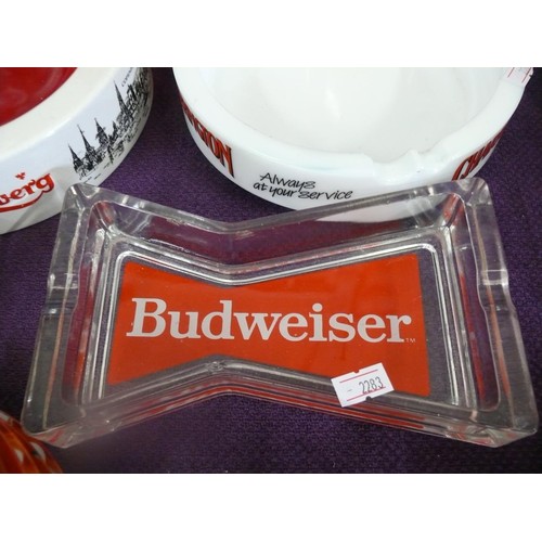 114 - COCA COLA ICE BUCKET AND MIRROR PLUS ASHTRAYS ADVERTISING CARLSBERG, BUDWEISER AND CHARRINGTON