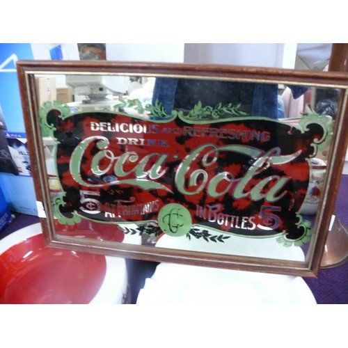 114 - COCA COLA ICE BUCKET AND MIRROR PLUS ASHTRAYS ADVERTISING CARLSBERG, BUDWEISER AND CHARRINGTON