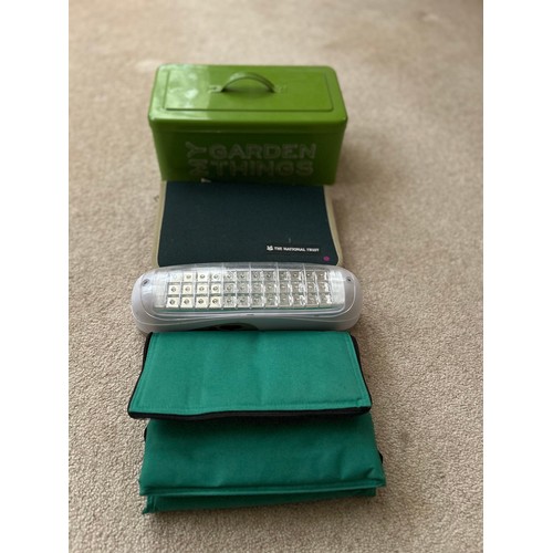 114A - A NATIONAL TRUST PICNIC SET FOR 2 WITH CHEESE BOARD, A SANDWICH COOL BAG, A TIN “MY GARDEN THINGS” A... 