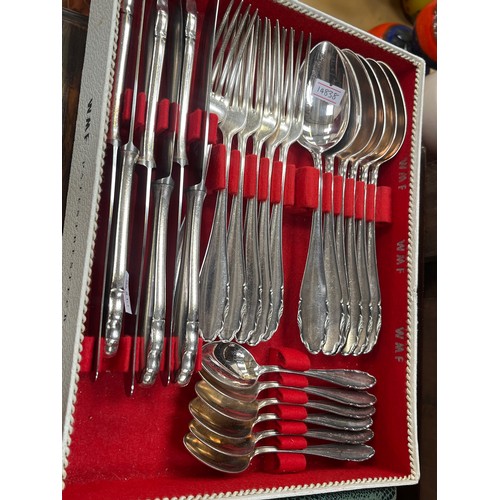 63 - Silver plated cutlery - German W.M.F. 90 flatware canteen of cutlery to serve 6, with knives, forks,... 