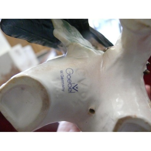 65 - Large Goebel figure with repair to base plus a  Quail cruet set