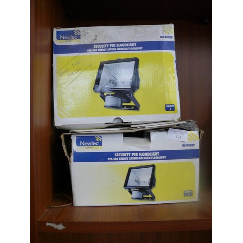 135 - 2 boxed security PIR floodlights (1 is spare or repair)