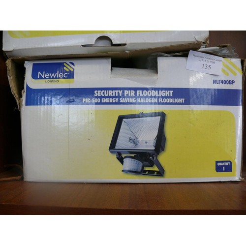 135 - 2 boxed security PIR floodlights (1 is spare or repair)