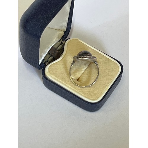 52 - Silver Moss Agate ring marked 925 size L