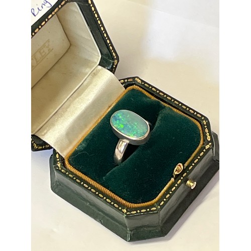 53 - Silver and Opal ring marked 925 size N