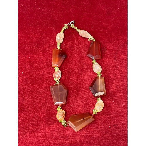 57 - Tray of natural stone bead necklaces and bracelets