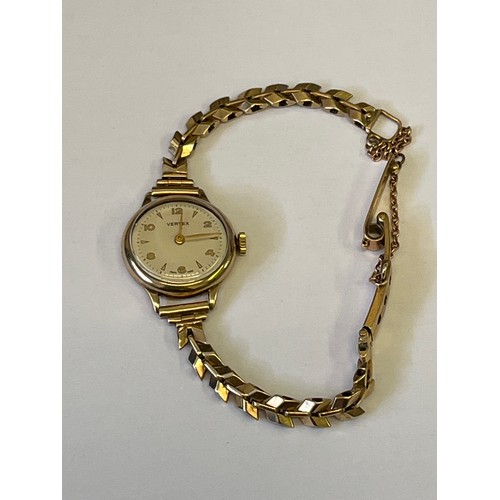 16 - A VINTAGE 9CT GOLD VERTEX WATCH AND BRACELET  TOTAL WEIGHT 19.82GR Aaron Lufkin Dennison     1955 TH... 