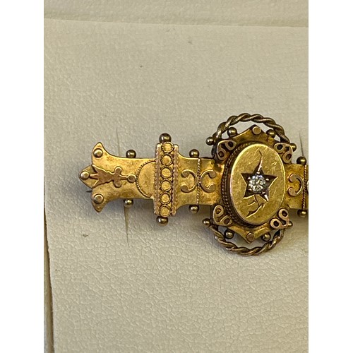 15 - A  ANTIQUE 15CT GOLD DIAMOND BROOCH / PENDANT BIRMINGHAM 1892 BY ALBERT SYDENHAM  WEIGHT 3.39 GR