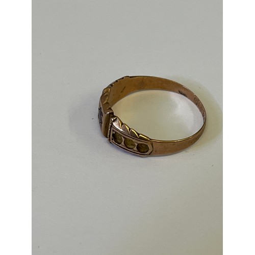 18 - ANTIQUE 9CT ROSE GOLD RING WITH RED STONE 1892 SIZE Q WEIGHT 2.10GR