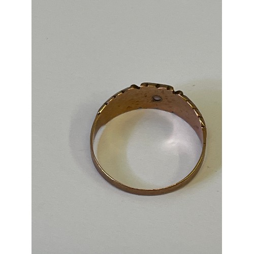 18 - ANTIQUE 9CT ROSE GOLD RING WITH RED STONE 1892 SIZE Q WEIGHT 2.10GR