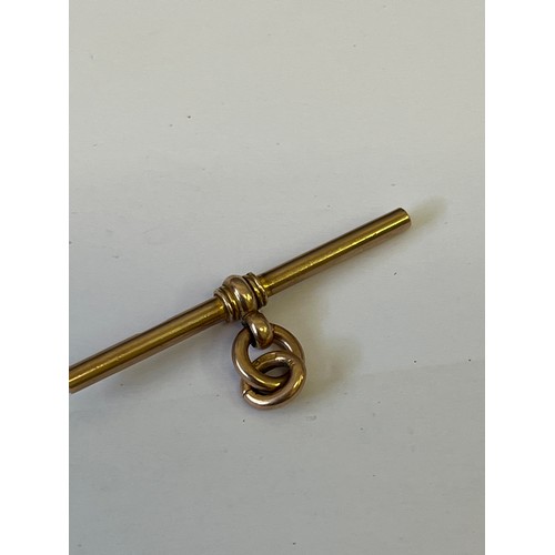 20 - A ROSE 9CT GOLD T.BAR FOR WATCH CHAIN MADE BY W H Wilmot Ltd 1910 WEIGHT 5.10GR