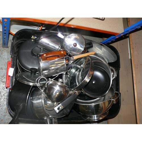 310 - Very large box of saucepans and kitchenware