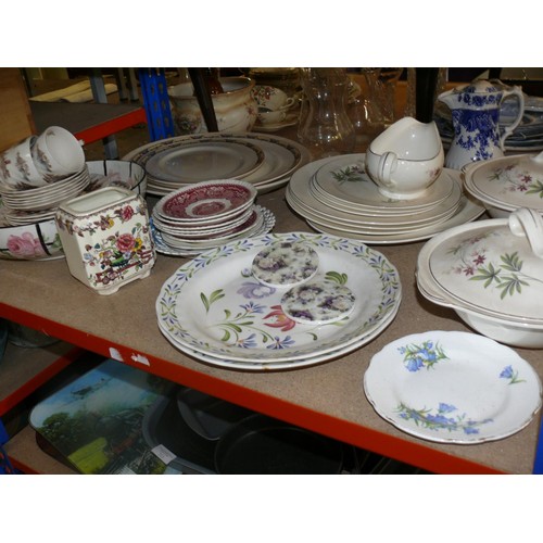 312 - 2 shelves of mixed vintage china and kitchenware