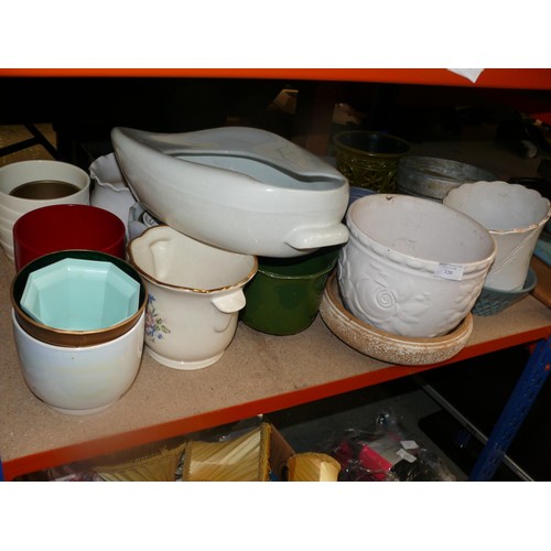 320 - Shelf full of various ceramic plant pots