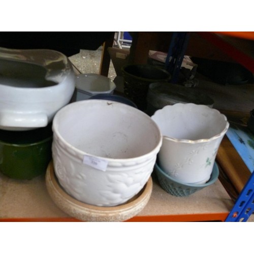 320 - Shelf full of various ceramic plant pots