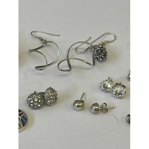 24 - COLLECTION OF 9 OR 10 SOLID SILVER MODERN DESIGNER EARRINGS