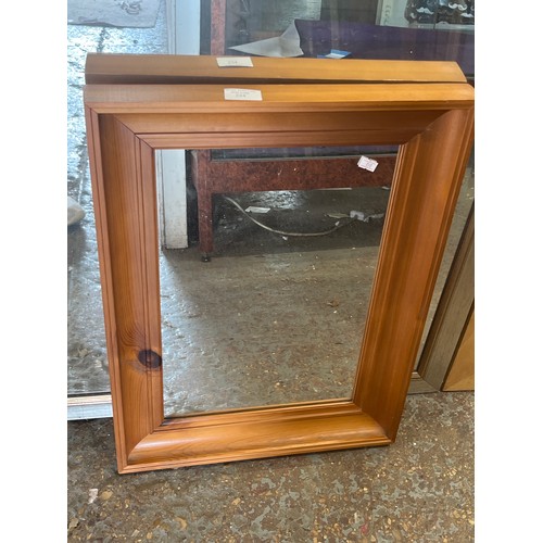 324 - Small pine framed rectangular wall mirror