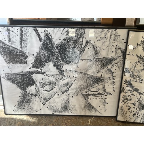 326 - A pair of abstract art original flower paintings