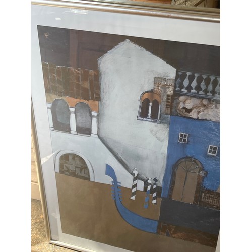 328 - Framed lithograph print of modernist cityscape by Rosina Wachtmeister