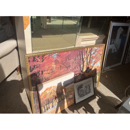 329 - Collection of framed and glazed prints plus one on canvas