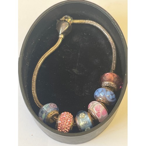 23 - BRACELET BY LOVELINKS  GLASS BEADS BRACELET SILVER AND BEADS