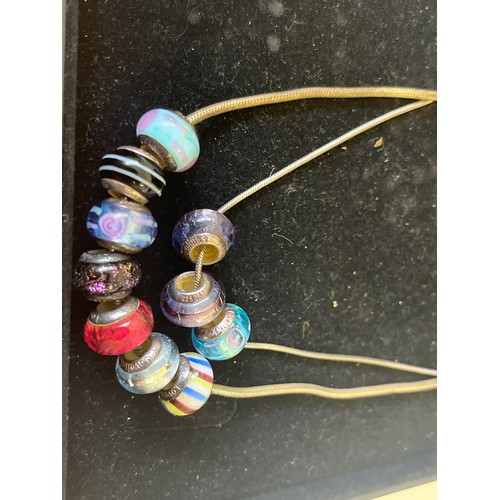 32 - 2 SILVER NECKLACES BY LOVE LINKS WITH 10 CHARMS WEIGHT 56.73GR