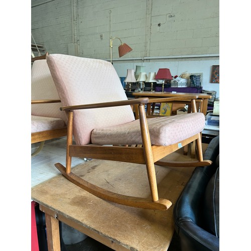 365 - Mid Century Danish style rocking chair in pale beech wood
