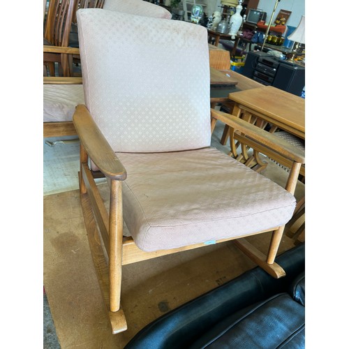 365 - Mid Century Danish style rocking chair in pale beech wood