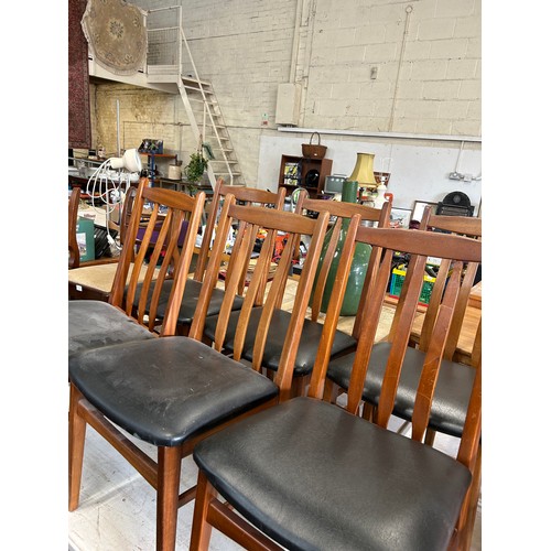 367 - Set of 6 Mid Century Danish style dining chairs with black vinyl seats