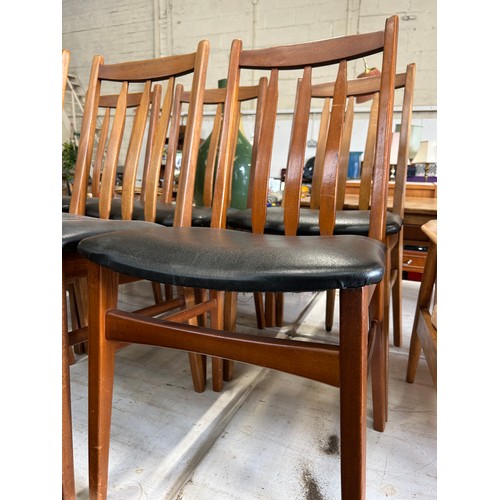 367 - Set of 6 Mid Century Danish style dining chairs with black vinyl seats