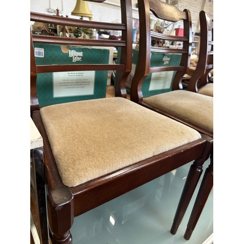 368 - Set of 6 dark wood dining chairs with shaped top rail