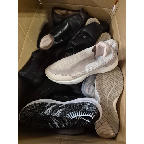 340 - Large box of ladies shoes plus leather bags