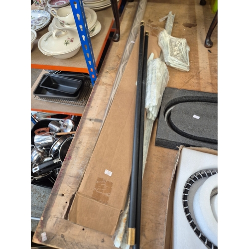 345 - Metal shelving, drain rods and a new blind