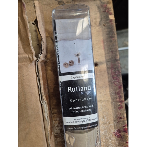 345 - Metal shelving, drain rods and a new blind