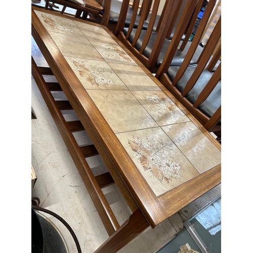 361 - Mid Century teak coffee table with tile top & magazine shelf