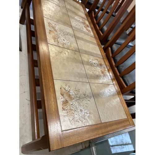 361 - Mid Century teak coffee table with tile top & magazine shelf