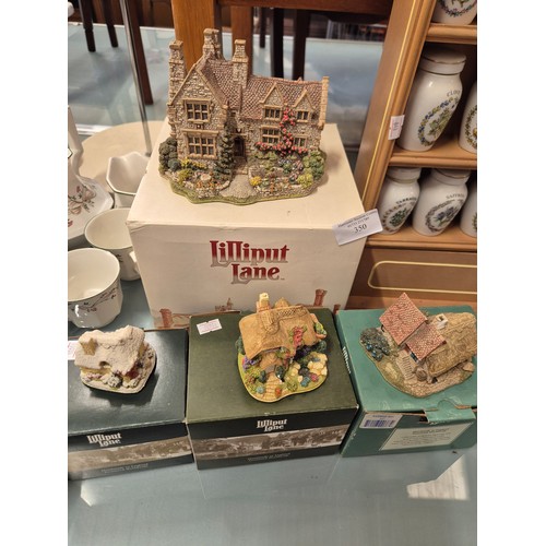 350 - 4 Lilliput Lane cottages with the boxes - Little Dog Lost, Winter Warmer, Waterside Mill and Armada ... 