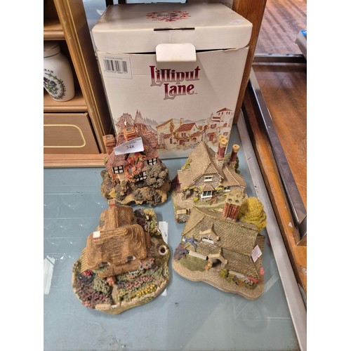 348 - 4 Lilliput Lane cottages and 3 odd boxes