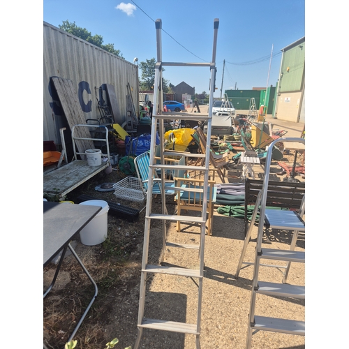 389G - Large aluminium step ladder with 5 treads