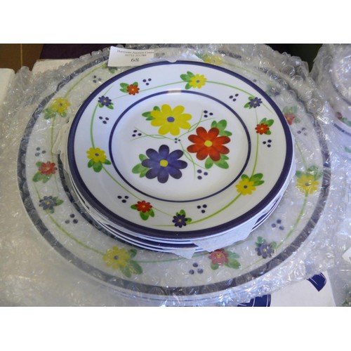 68 - Wittards of Chelsea 16 piece plastic Garden dining set, new in box plus a pair of new china mugs